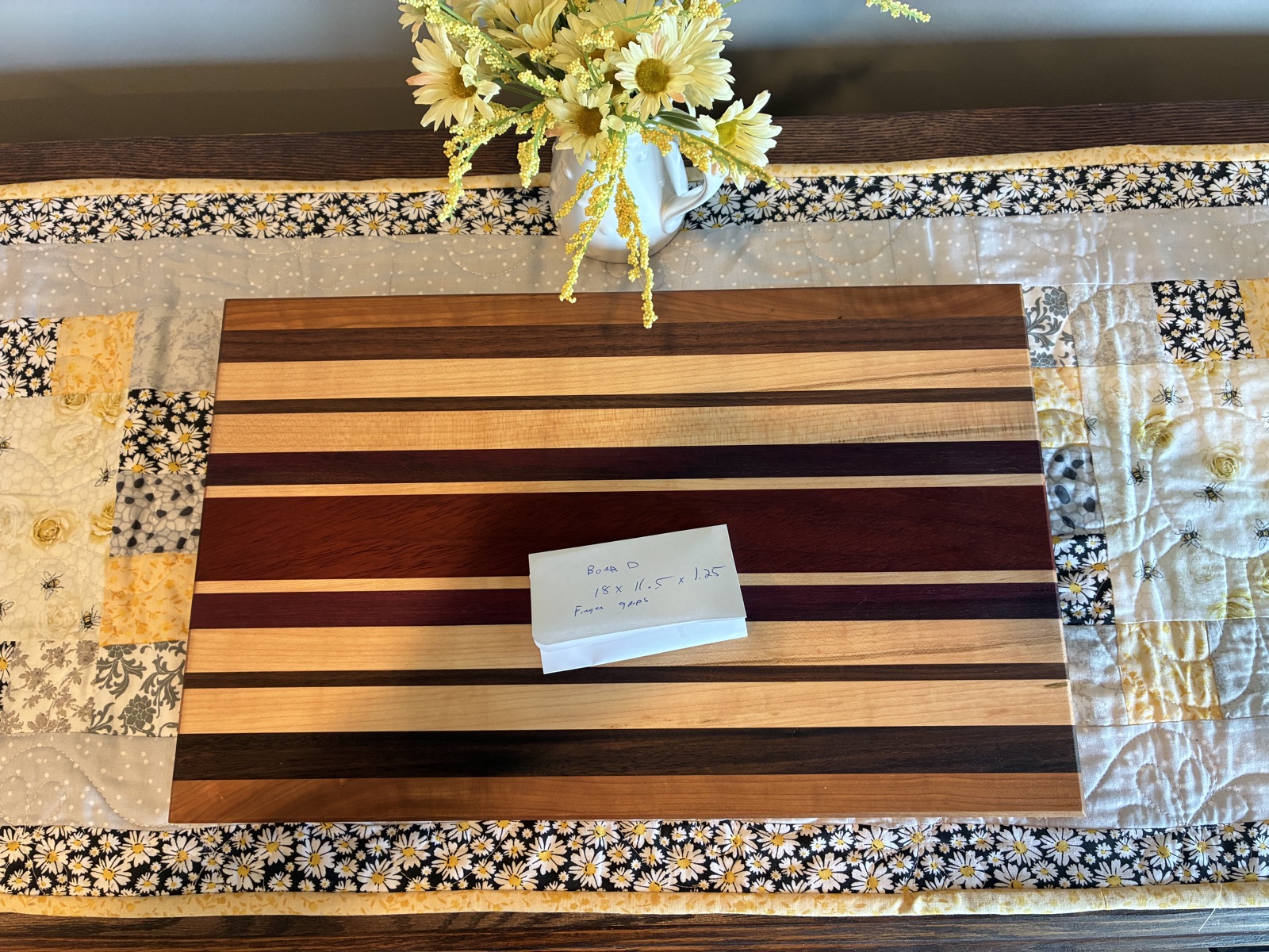 Maple, Purpleheart, Cherry & Walnut Edge Grain Board